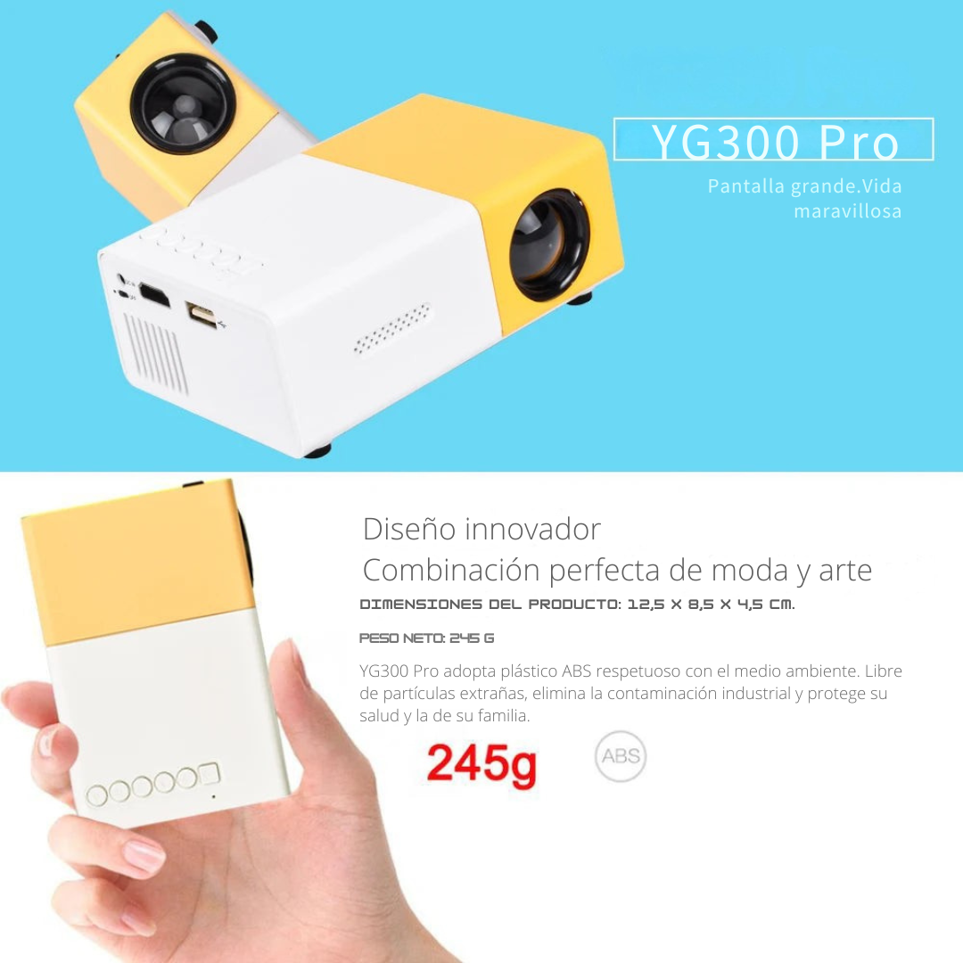 Miniproyector: compatible con Full HD 1080P, proyector LED portátil, reproducción de video 4K, múltiples opciones de conectividad